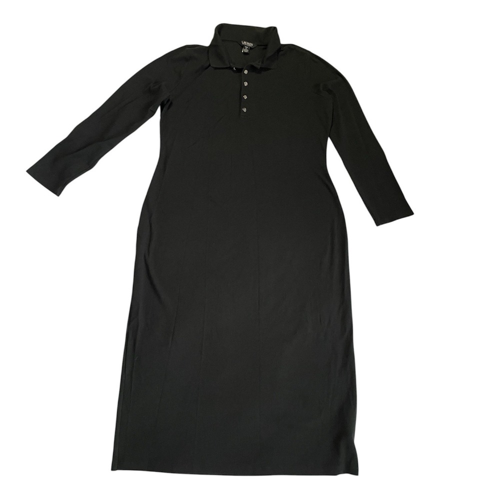 Ralph Lauren Rib Knit Cotton Blend Polo Midi Dress 1X/L Comfort Soft Classy